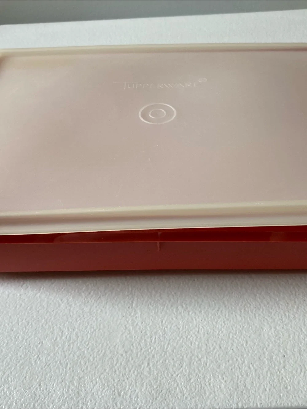 Vintage Tupperware Orange/White Rectangular Plastic Snap Lid Storage Container
